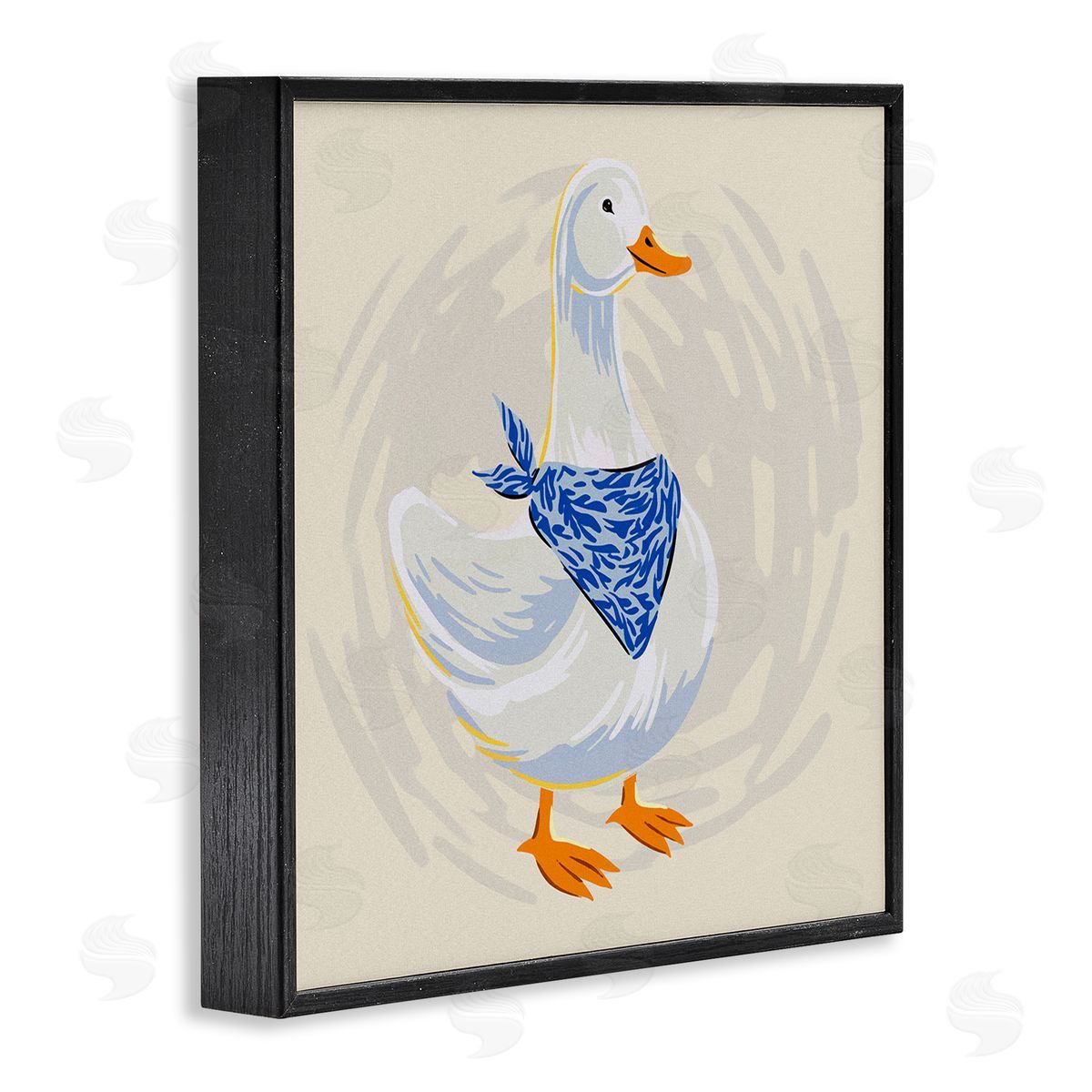 Ziwei Li Duck in Blue Bandana Black Framed Glicee Wall Art Print