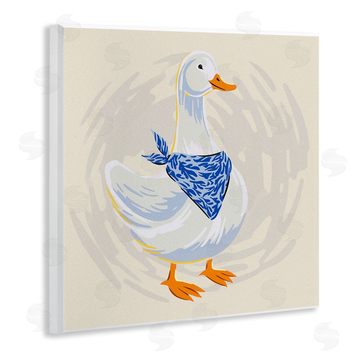 Ziwei Li Duck in Blue Bandana Wooden Wall Plaque Art Print