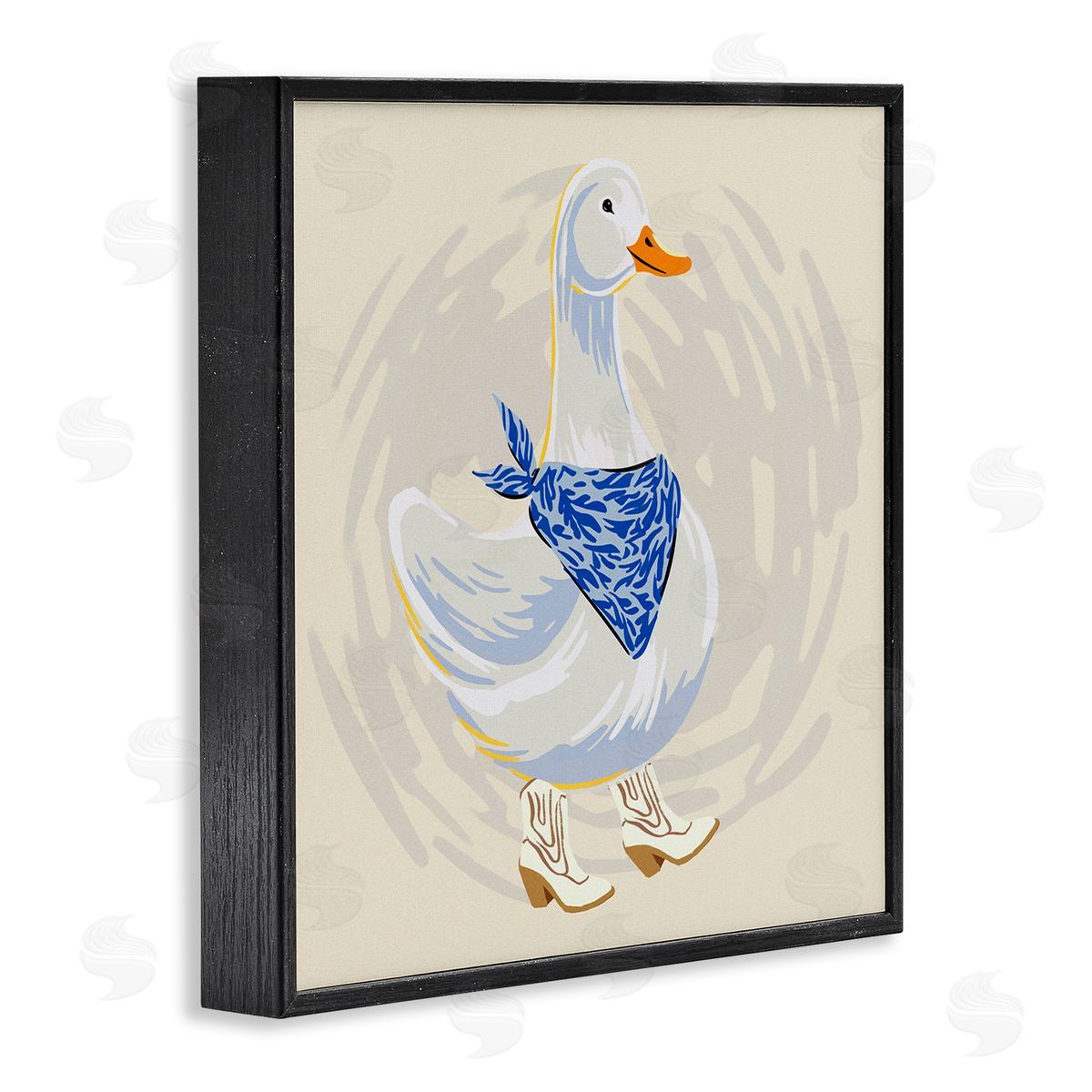 Ziwei Li Cowboy Duck with Bandana Black Framed Glicee Wall Art Print