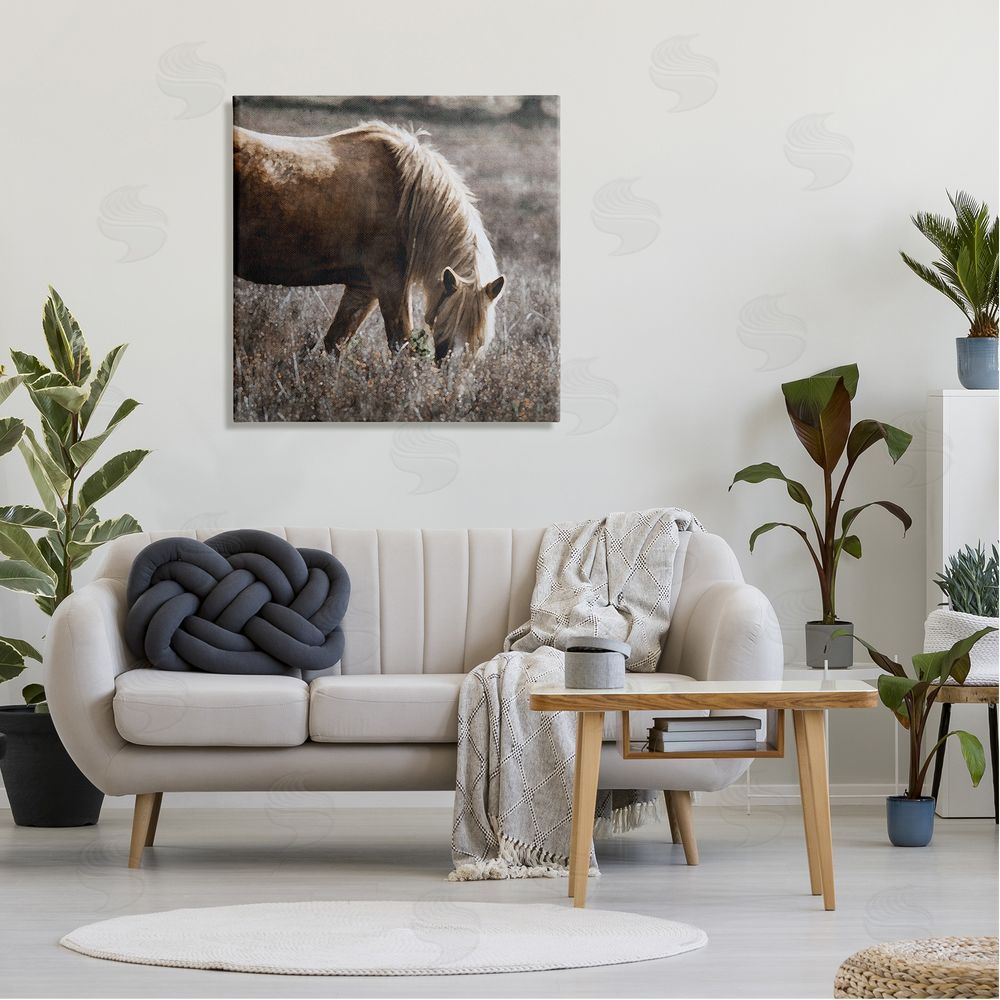 LSR Design Studio Wild Horse Grazing Canvas Wall Art in Room
