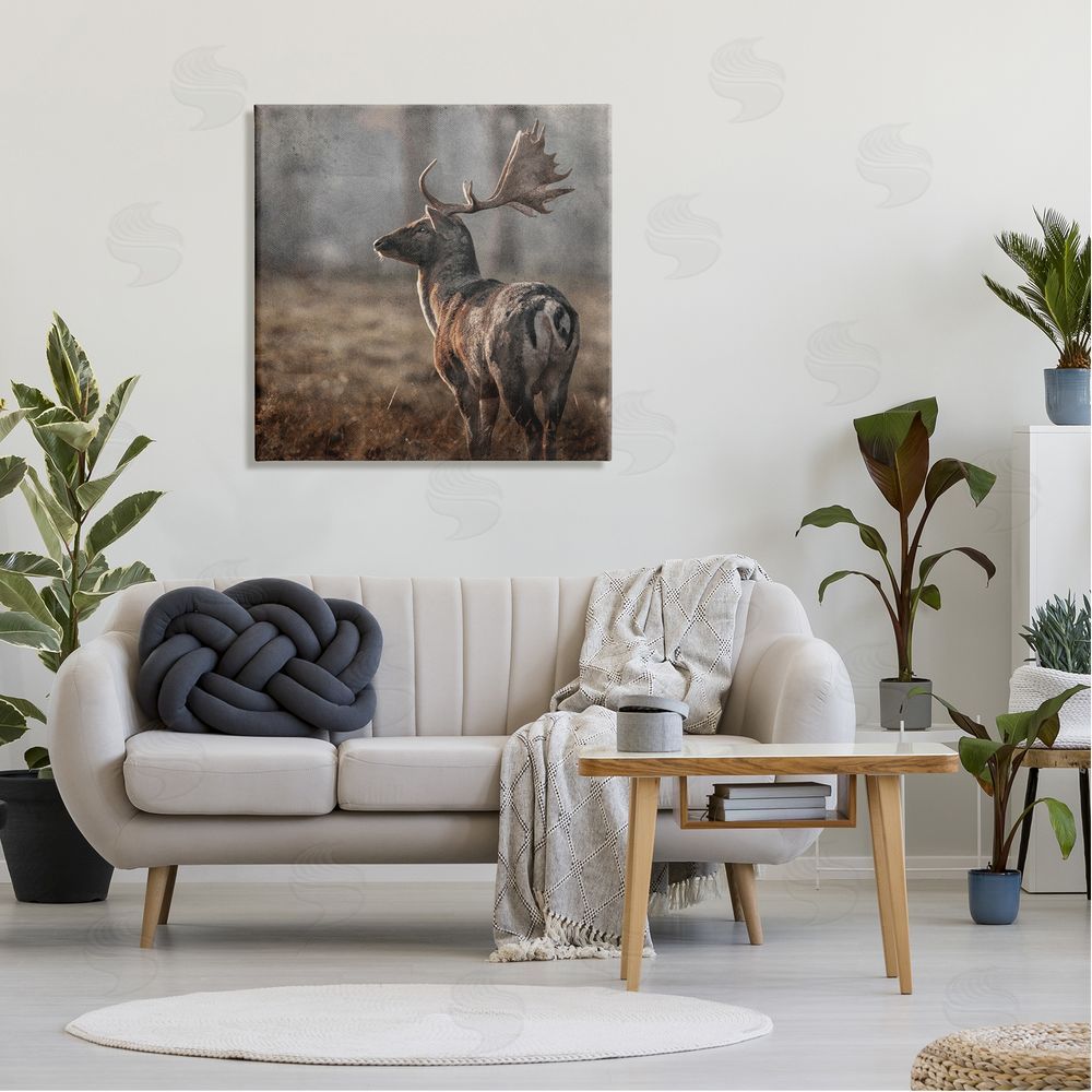 LSR Design Studio Moose in Woodland Scene Canvas Wall Art in Room