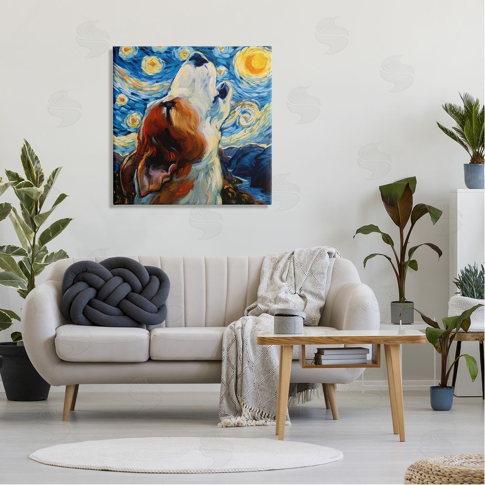 CR Townsend Howling Dog Classic Painting Canvas Wall Art in Room