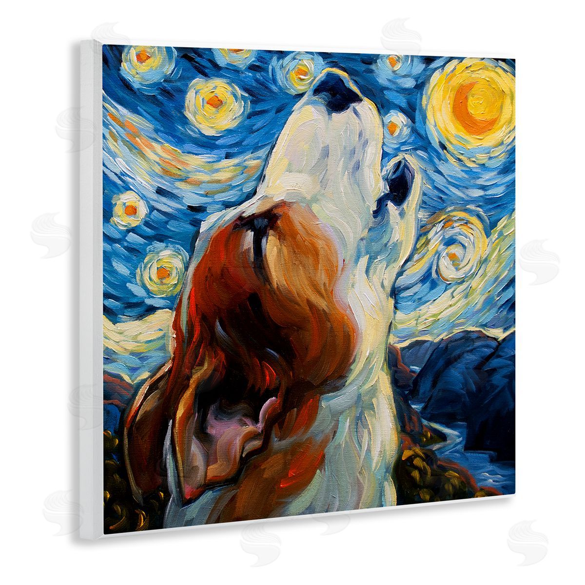 CR Townsend Howling Dog Classic Painting Wooden Wall Plaque Art Print