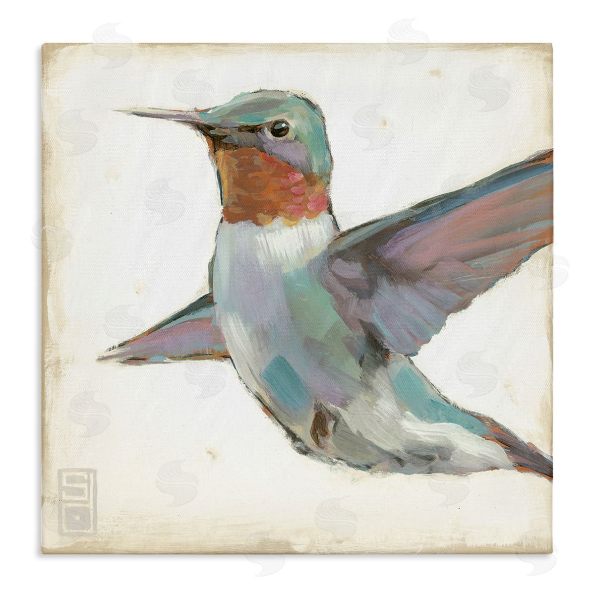 Stacy D'Aguiar Hummingbird in Flight Stretched Canvas Wall Art Print