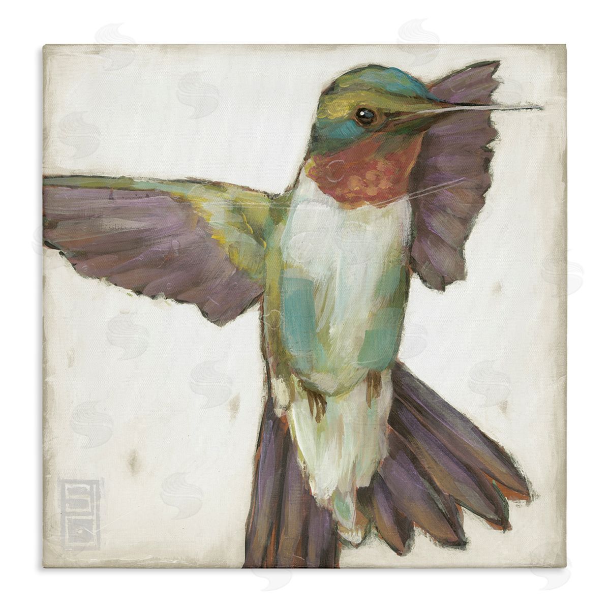 Stacy D'Aguiar Hummingbird in Muted Tones Stretched Canvas Wall Art Print