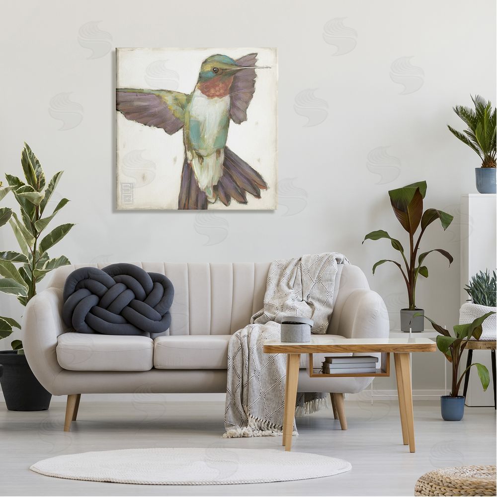 Stacy D'Aguiar Hummingbird in Muted Tones Canvas Wall Art in Room