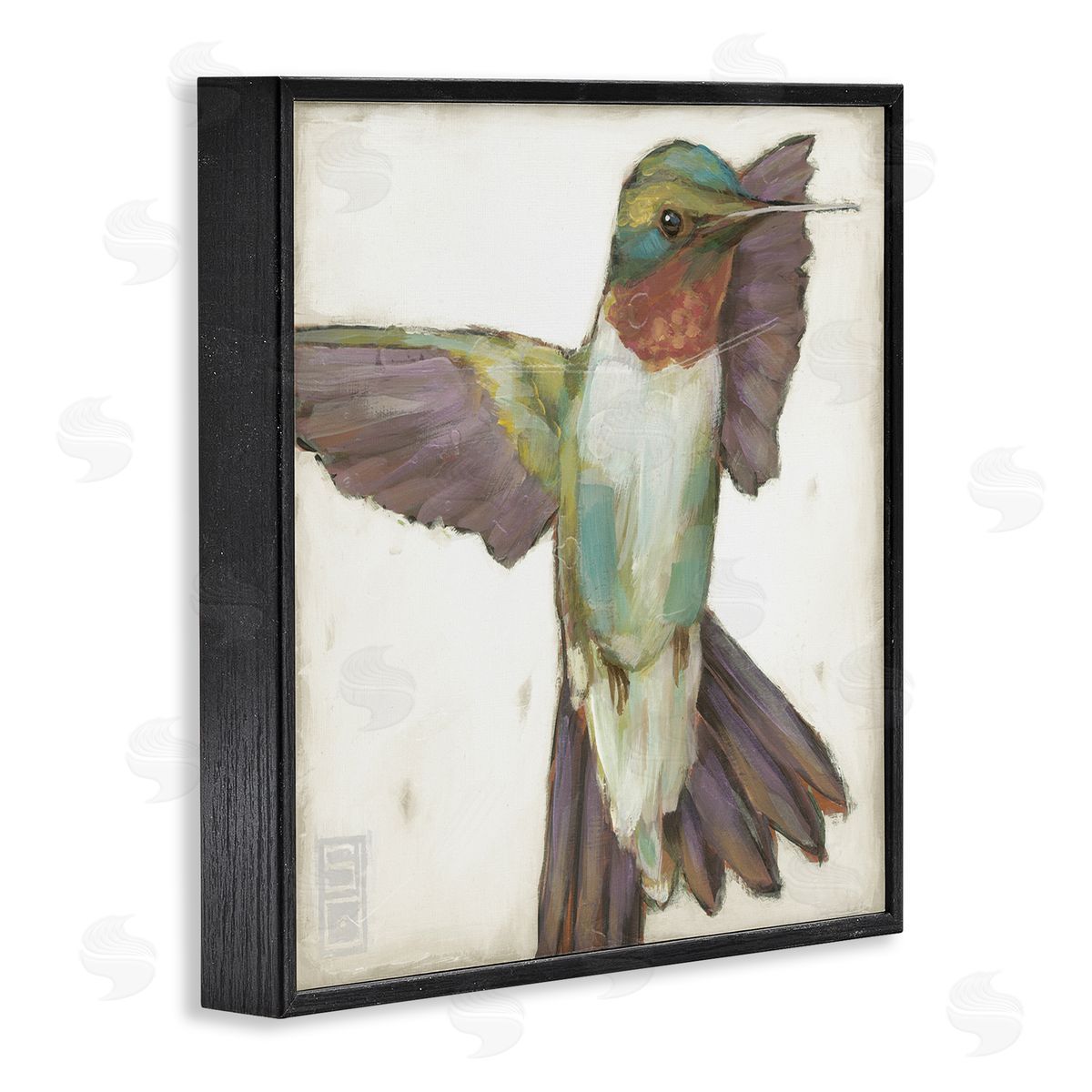 Stacy D'Aguiar Hummingbird in Muted Tones Black Framed Glicee Wall Art Print
