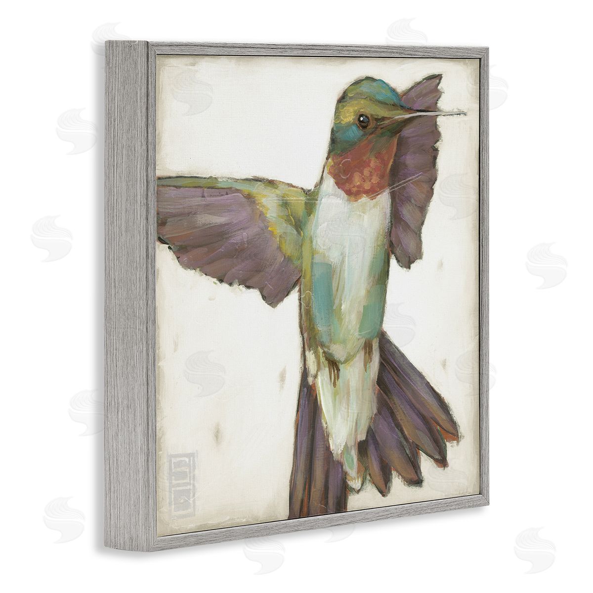 Stacy D'Aguiar Hummingbird in Muted Tones Gray Framed Glicee Wall Art Print