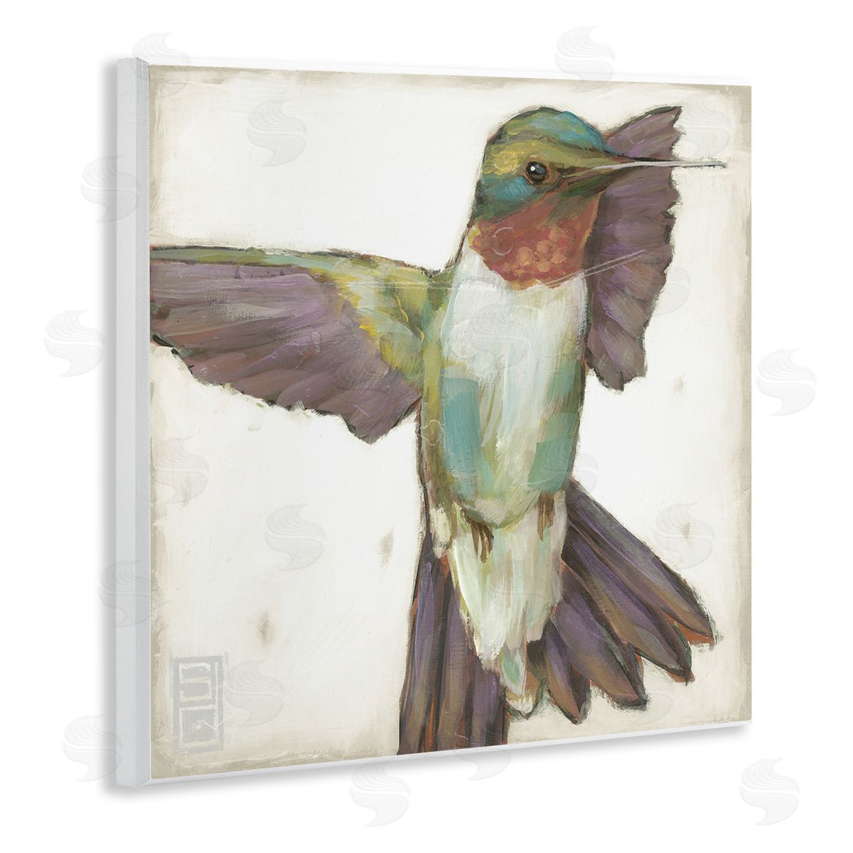 Stacy D'Aguiar Hummingbird in Muted Tones Wooden Wall Plaque Art Print