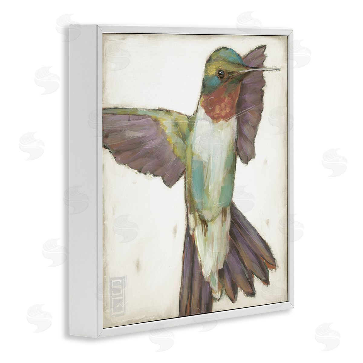 Stacy D'Aguiar Hummingbird in Muted Tones White Framed Glicee Wall Art Print