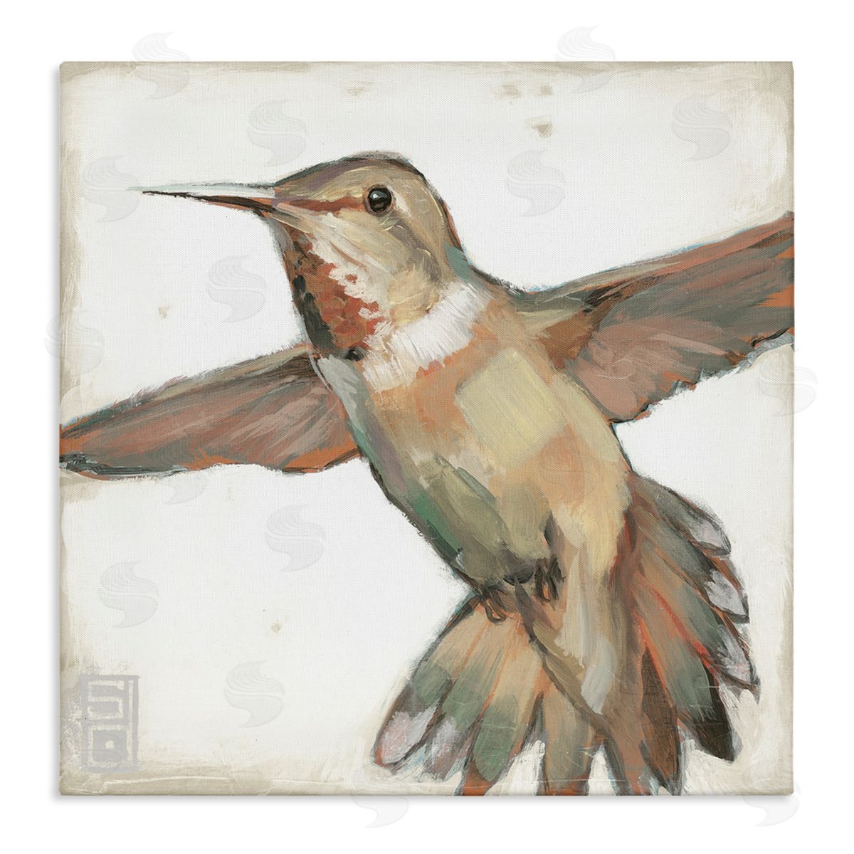 Stacy D'Aguiar Muted Hummingbird Portrait Stretched Canvas Wall Art Print