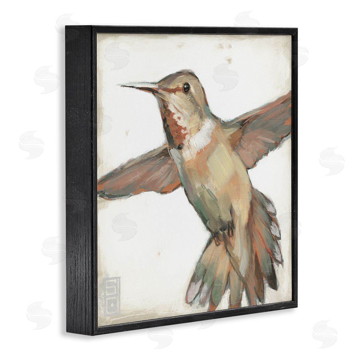 Stacy D'Aguiar Muted Hummingbird Portrait Black Framed Glicee Wall Art Print
