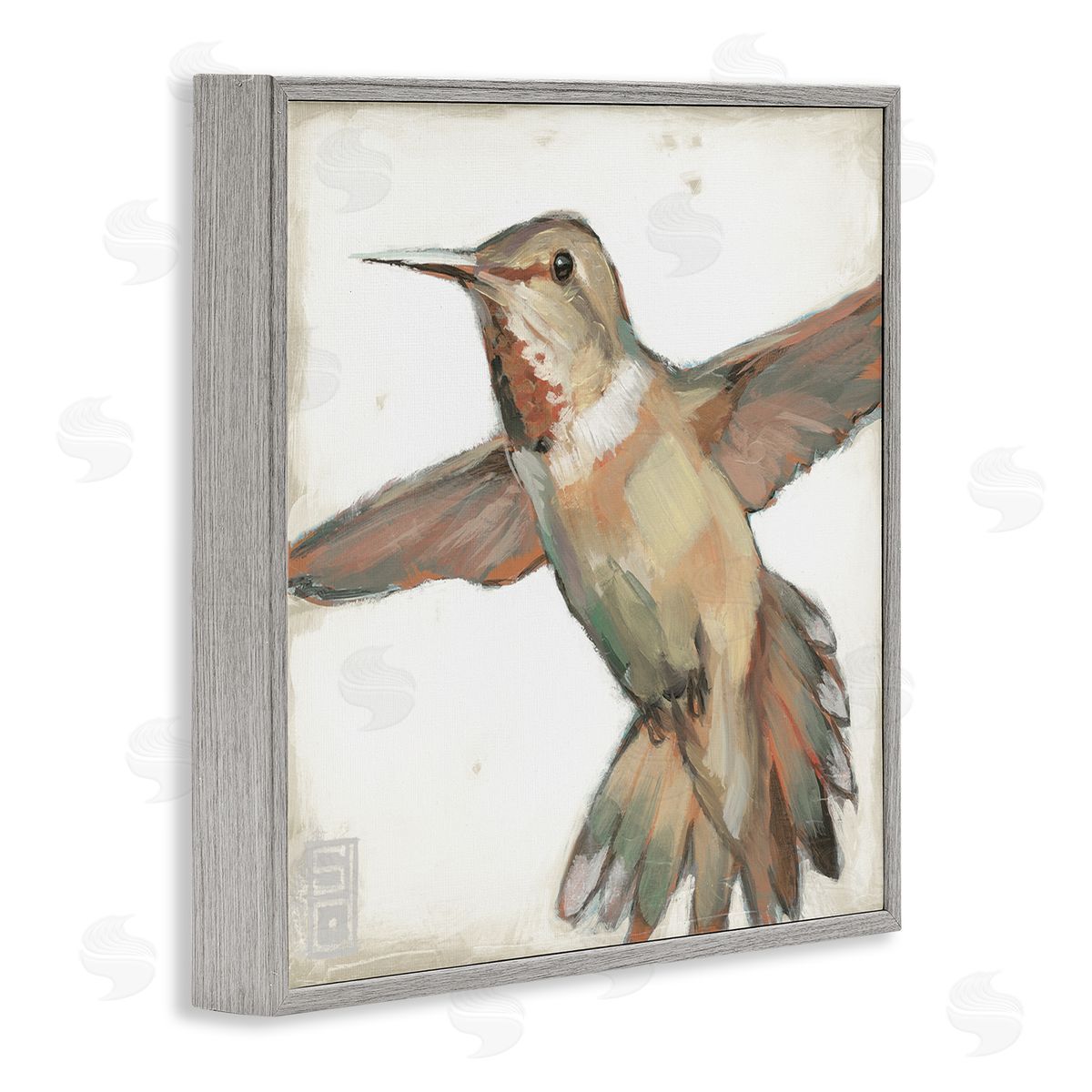 Stacy D'Aguiar Muted Hummingbird Portrait Gray Framed Glicee Wall Art Print