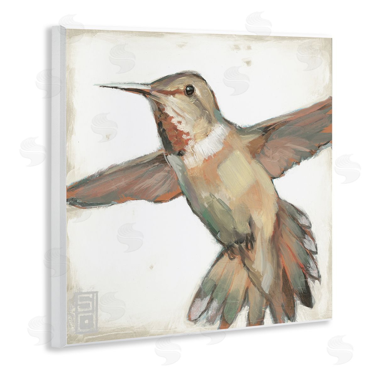 Stacy D'Aguiar Muted Hummingbird Portrait Wooden Wall Plaque Art Print