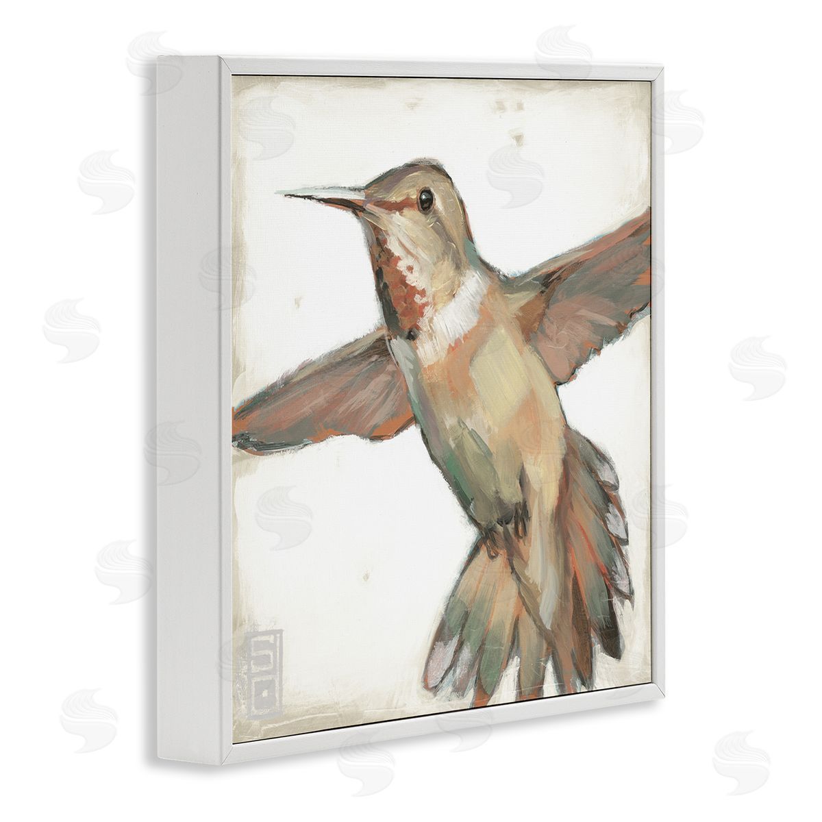 Stacy D'Aguiar Muted Hummingbird Portrait White Framed Glicee Wall Art Print