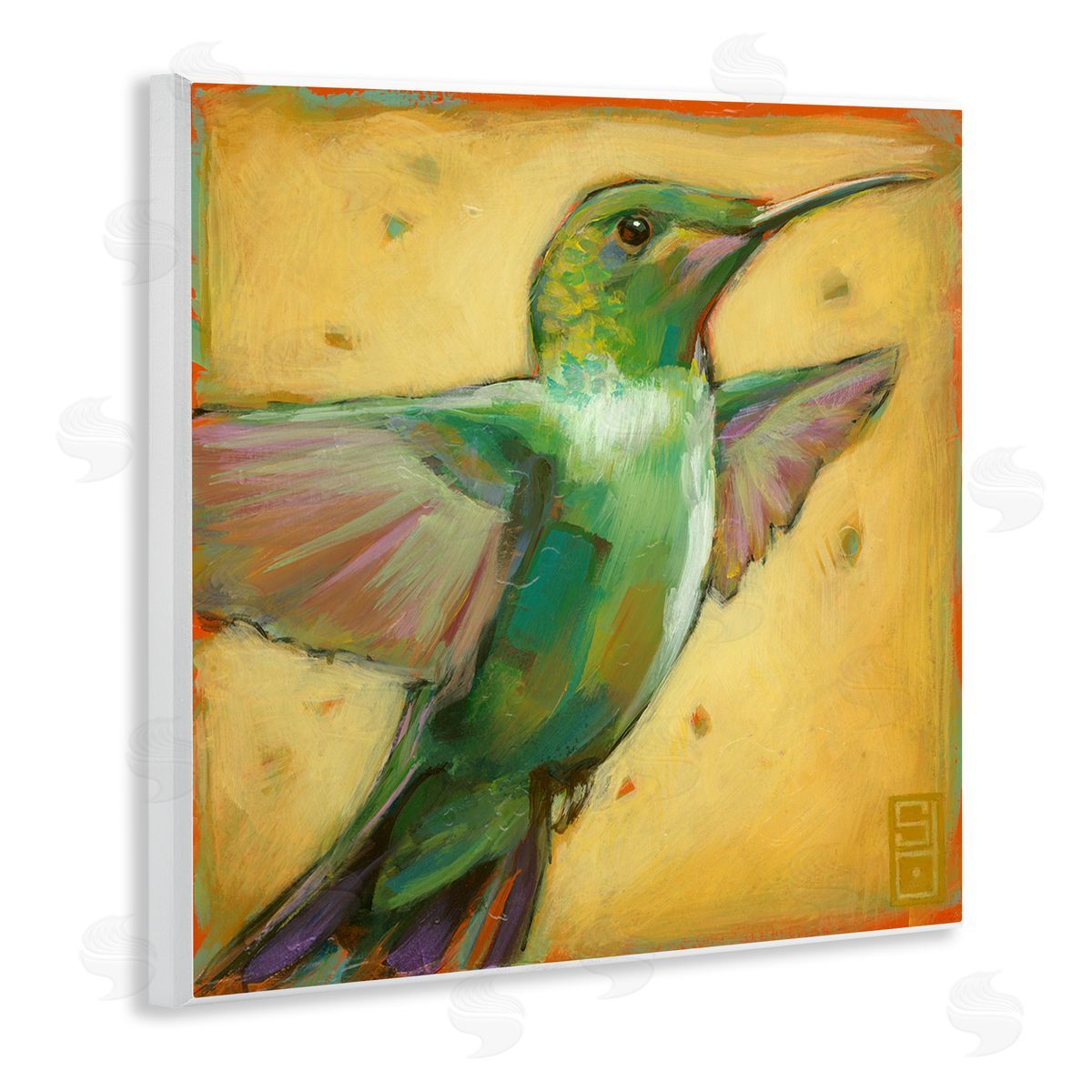 Stacy D'Aguiar Flying Hummingbird Painting Wooden Wall Plaque Art Print