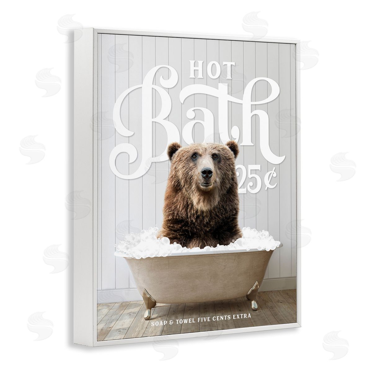 Vintage Bathroom Bear Ad White Frame Print Wall Art, Home Decor by Lettered and Lined