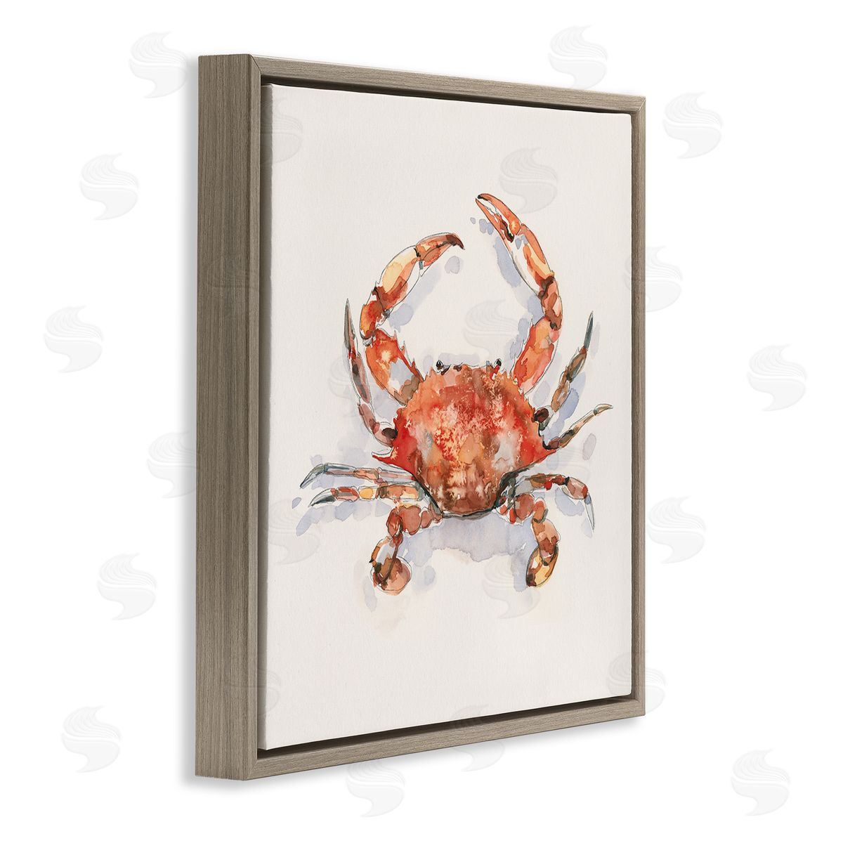 Emma Caroline Red Crab Marine Animal Brown Floating Frame Canvas Wall Art Print