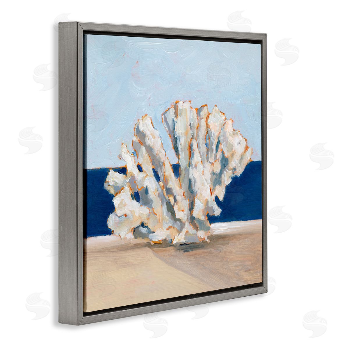 Ethan Harper Ocean Coral Still Life Gray Floating Frame Canvas Wall Art Print