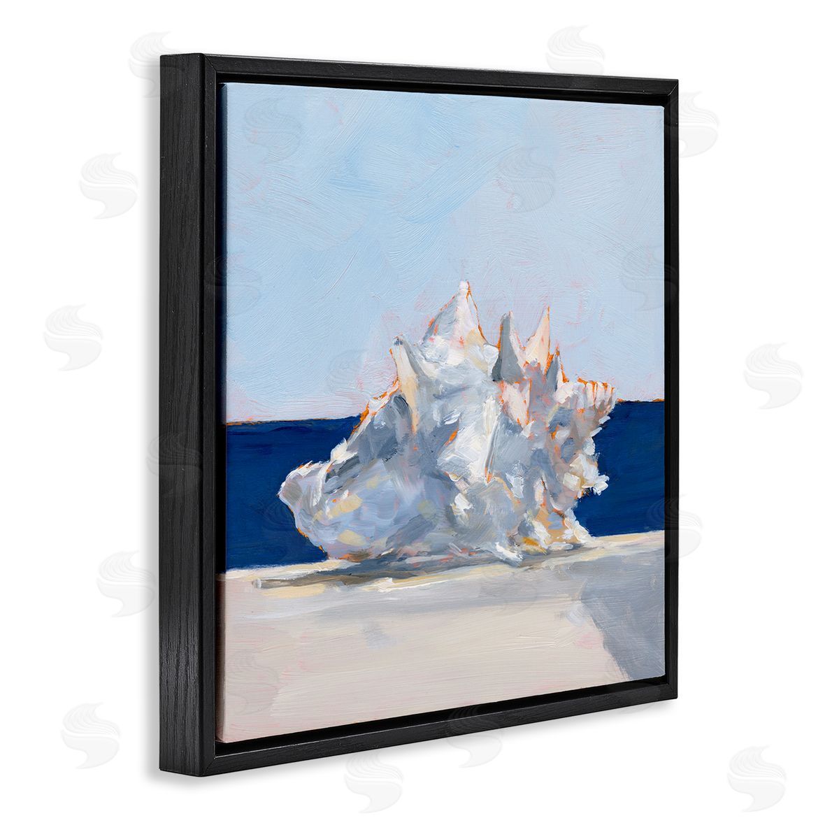 Ethan Harper Conch Shell Painting Black Floating Frame Canvas Wall Art Print