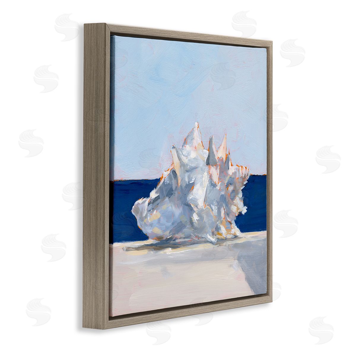 Ethan Harper Conch Shell Painting Brown Floating Frame Canvas Wall Art Print