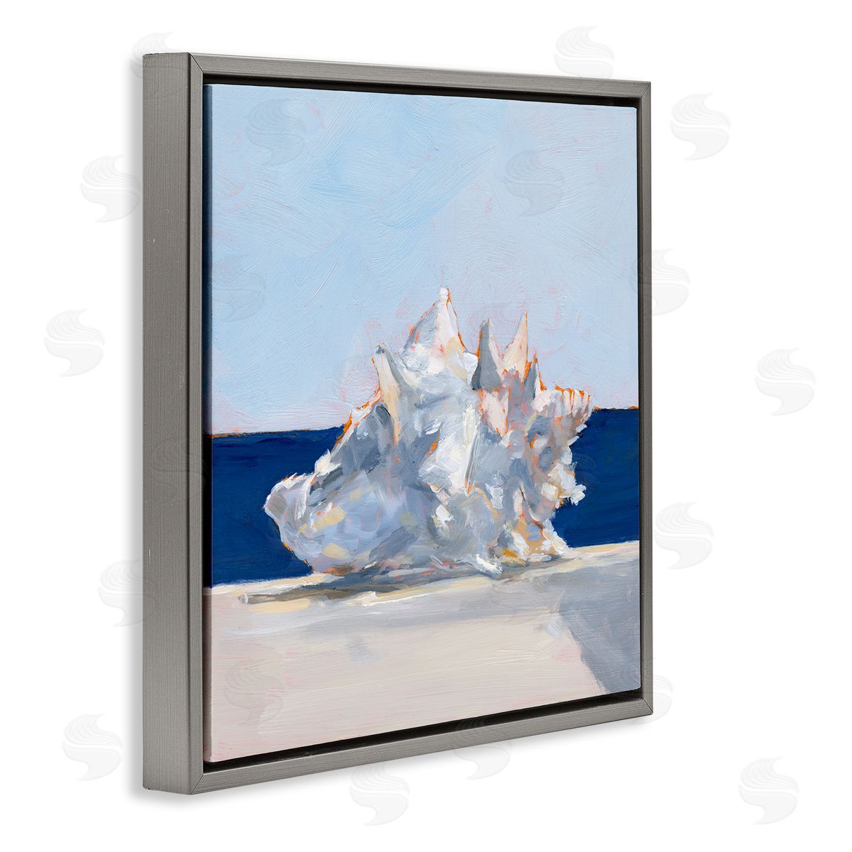 Ethan Harper Conch Shell Painting Gray Floating Frame Canvas Wall Art Print