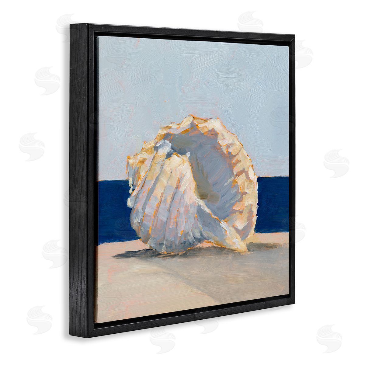 Ethan Harper Nautical Conch Painting Black Floating Frame Canvas Wall Art Print