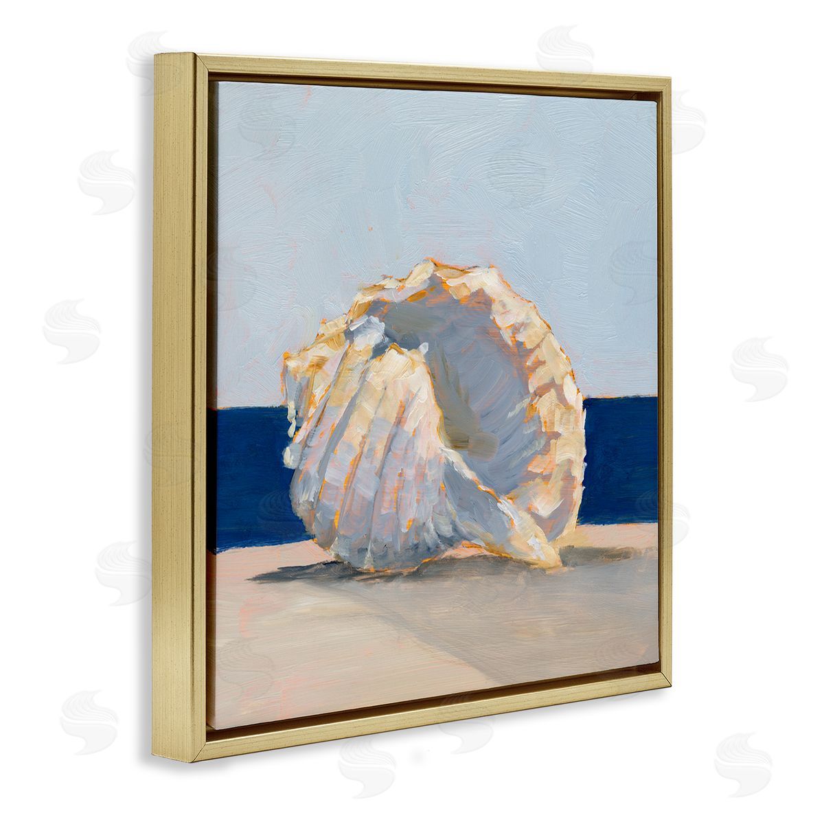 Ethan Harper Nautical Conch Painting Gold Floating Frame Canvas Wall Art Print
