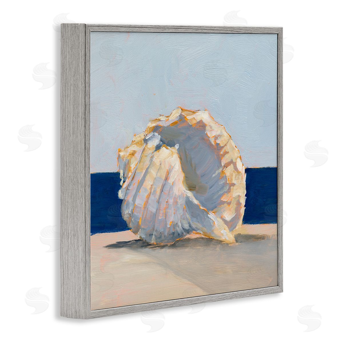 Ethan Harper Nautical Conch Painting Gray Framed Glicee Wall Art Print