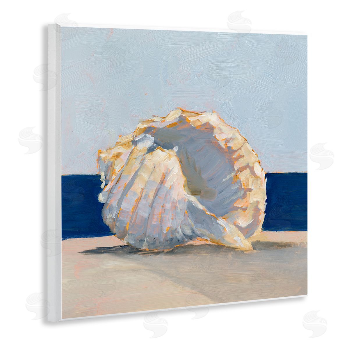 Ethan Harper Nautical Conch Painting Wooden Wall Plaque Art Print