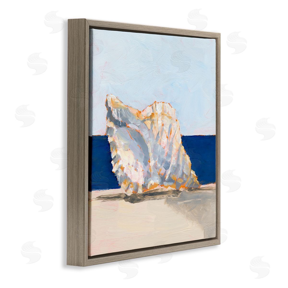 Ethan Harper Conch Still Life Painting Brown Floating Frame Canvas Wall Art Print