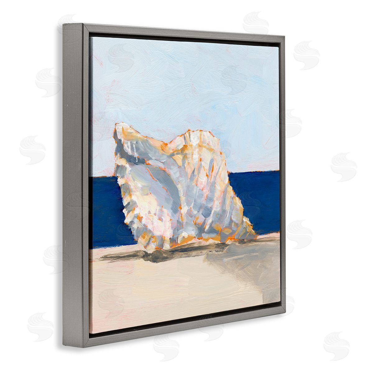 Ethan Harper Conch Still Life Painting Gray Floating Frame Canvas Wall Art Print