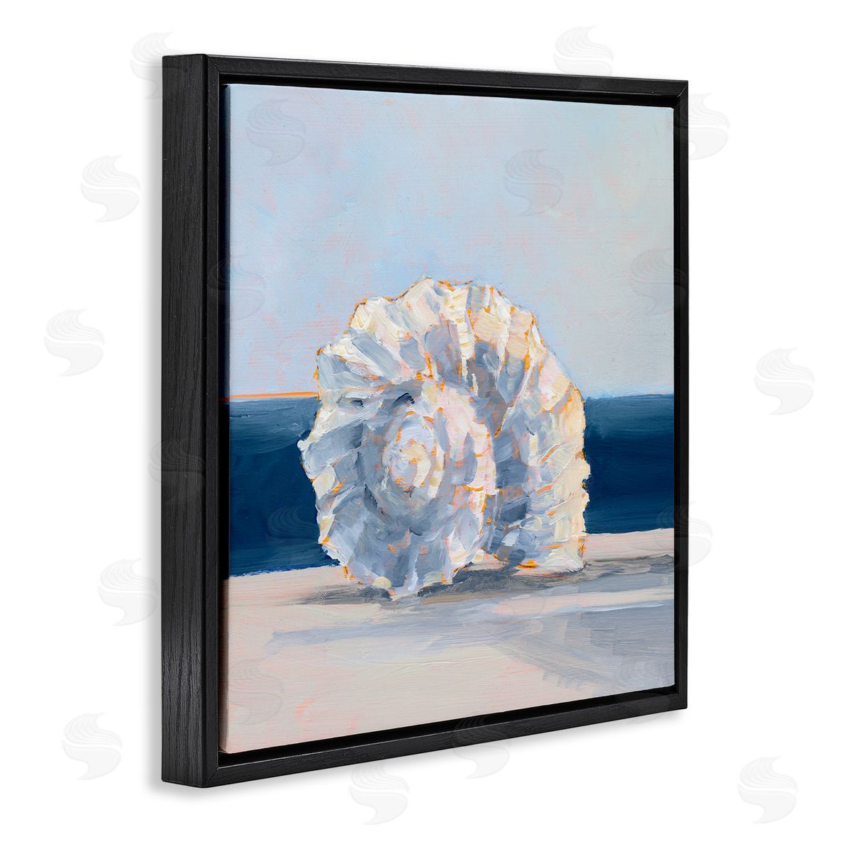Ethan Harper Blue Seashell Painting Black Floating Frame Canvas Wall Art Print