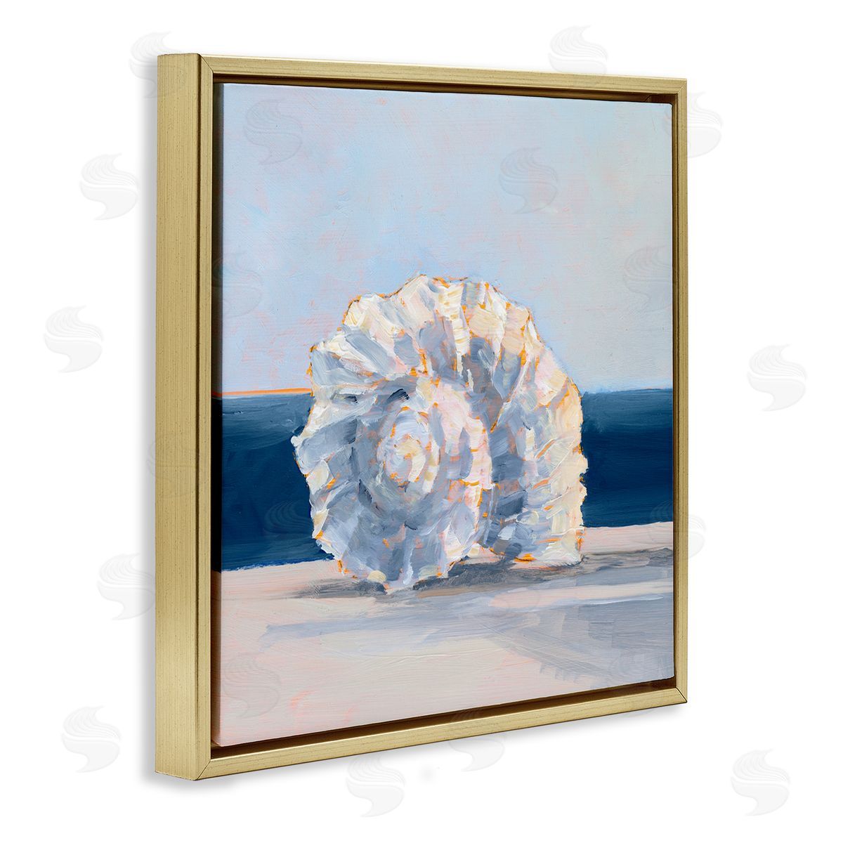 Ethan Harper Blue Seashell Painting Gold Floating Frame Canvas Wall Art Print