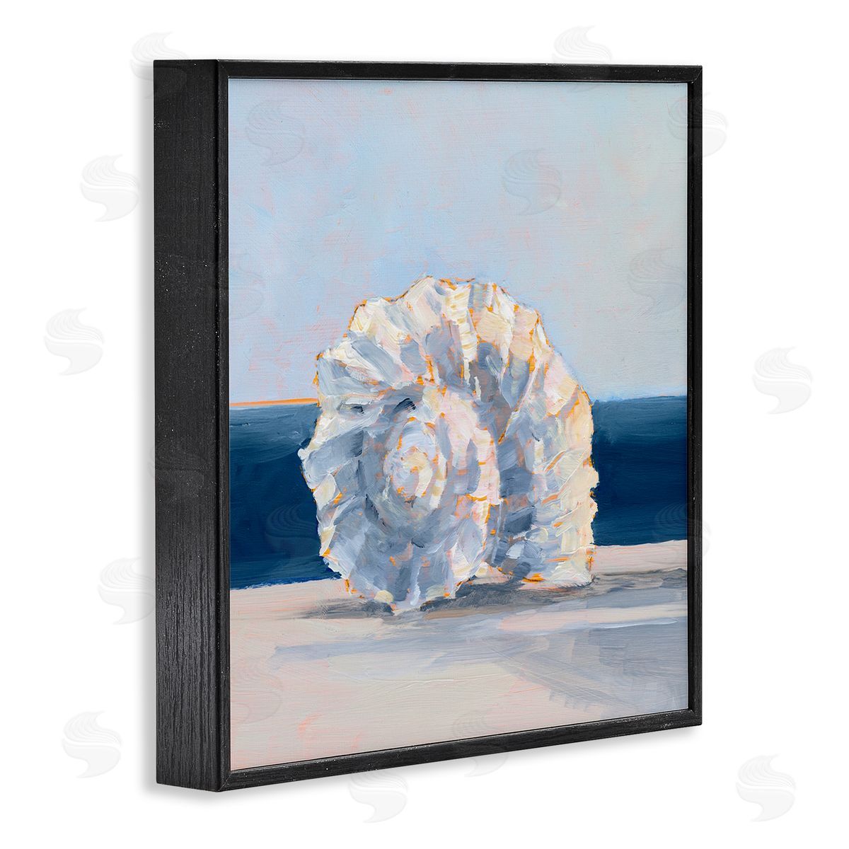 Ethan Harper Blue Seashell Painting Black Framed Glicee Wall Art Print
