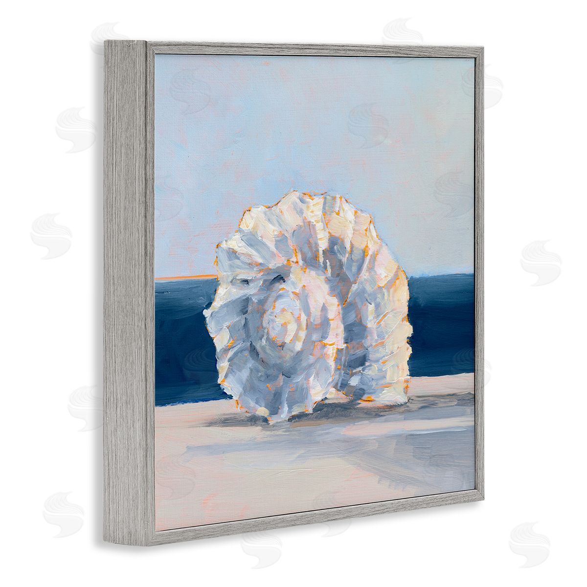 Ethan Harper Blue Seashell Painting Gray Framed Glicee Wall Art Print