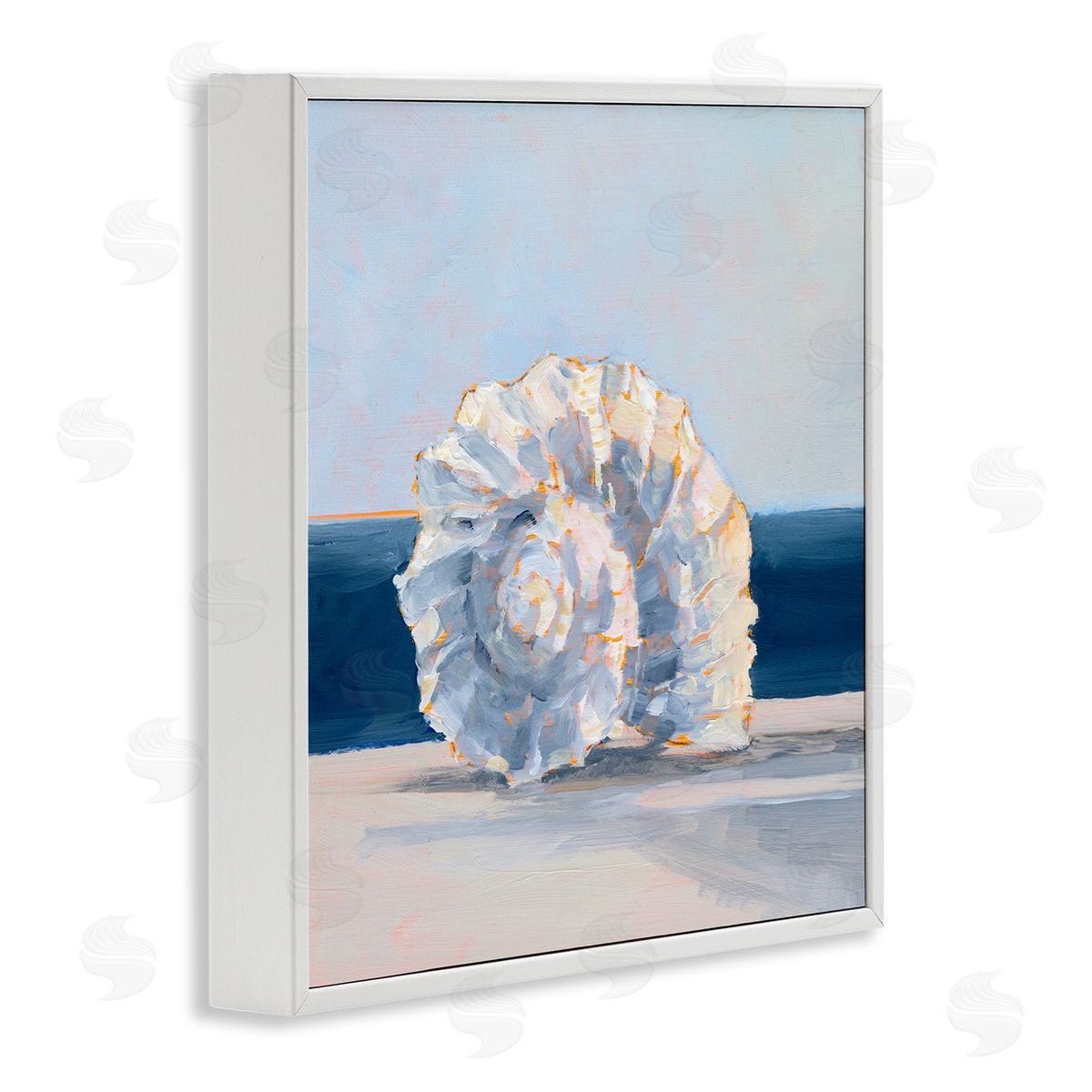 Ethan Harper Blue Seashell Painting White Framed Glicee Wall Art Print