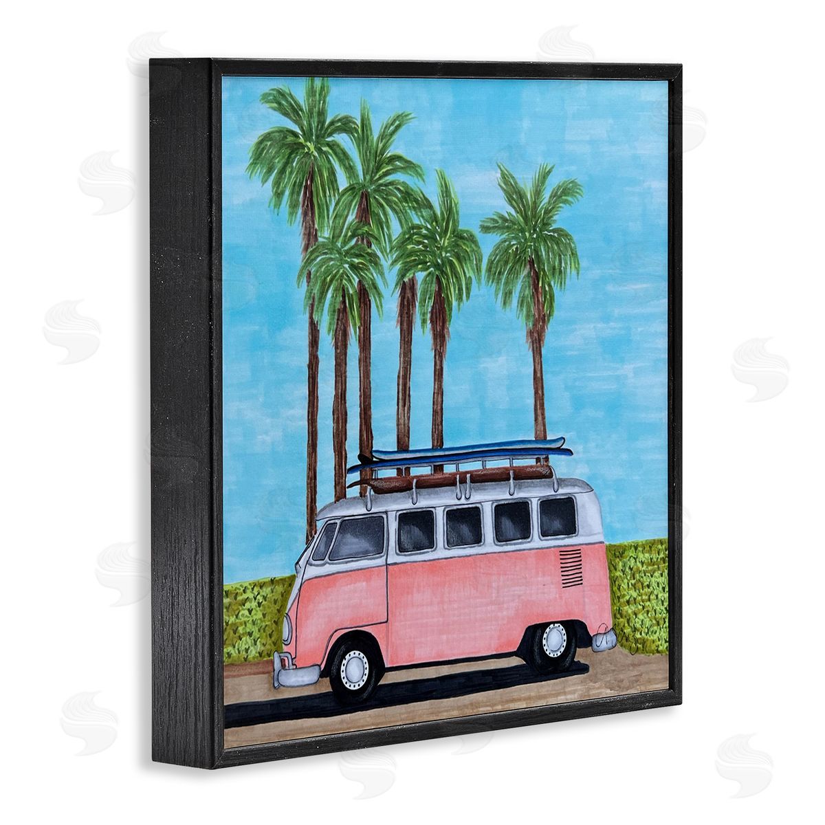 Ale Saiz Studio Tropical Vacation Minibus Black Framed Glicee Wall Art Print