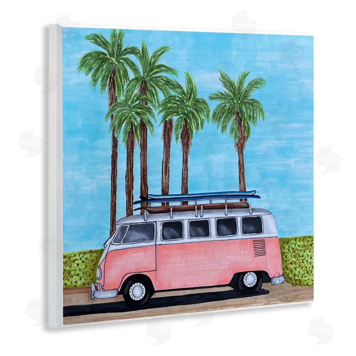 Ale Saiz Studio Tropical Vacation Minibus Wooden Wall Plaque Art Print