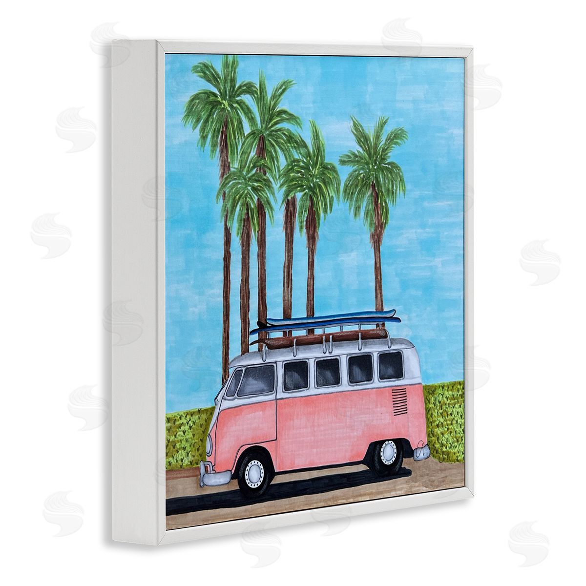 Ale Saiz Studio Tropical Vacation Minibus White Framed Glicee Wall Art Print