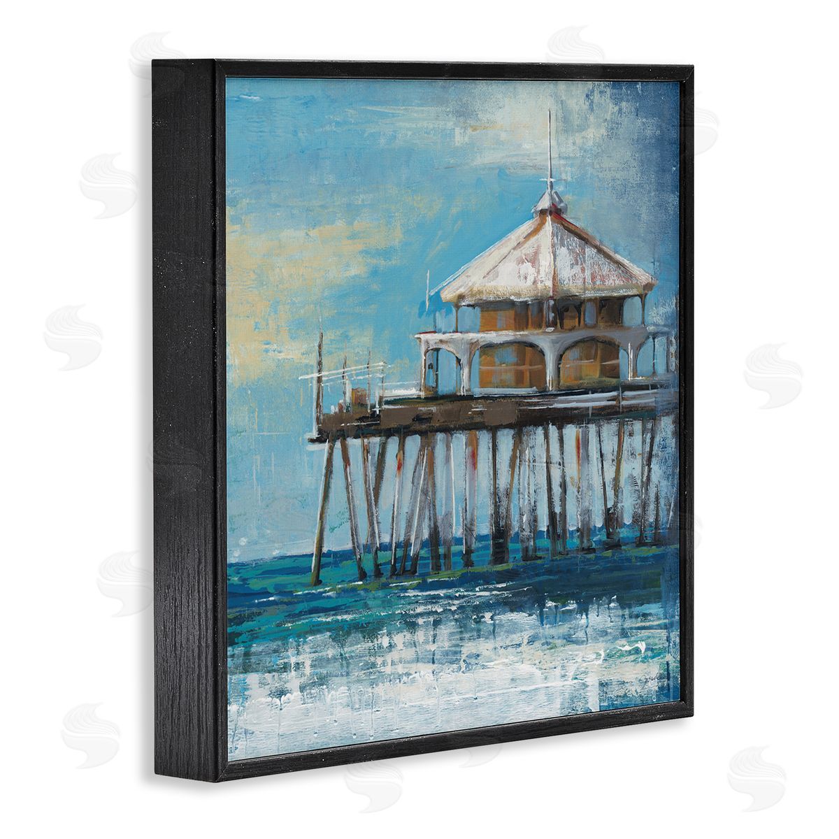 Liz Jardine Ocean Pier Painting Black Framed Glicee Wall Art Print