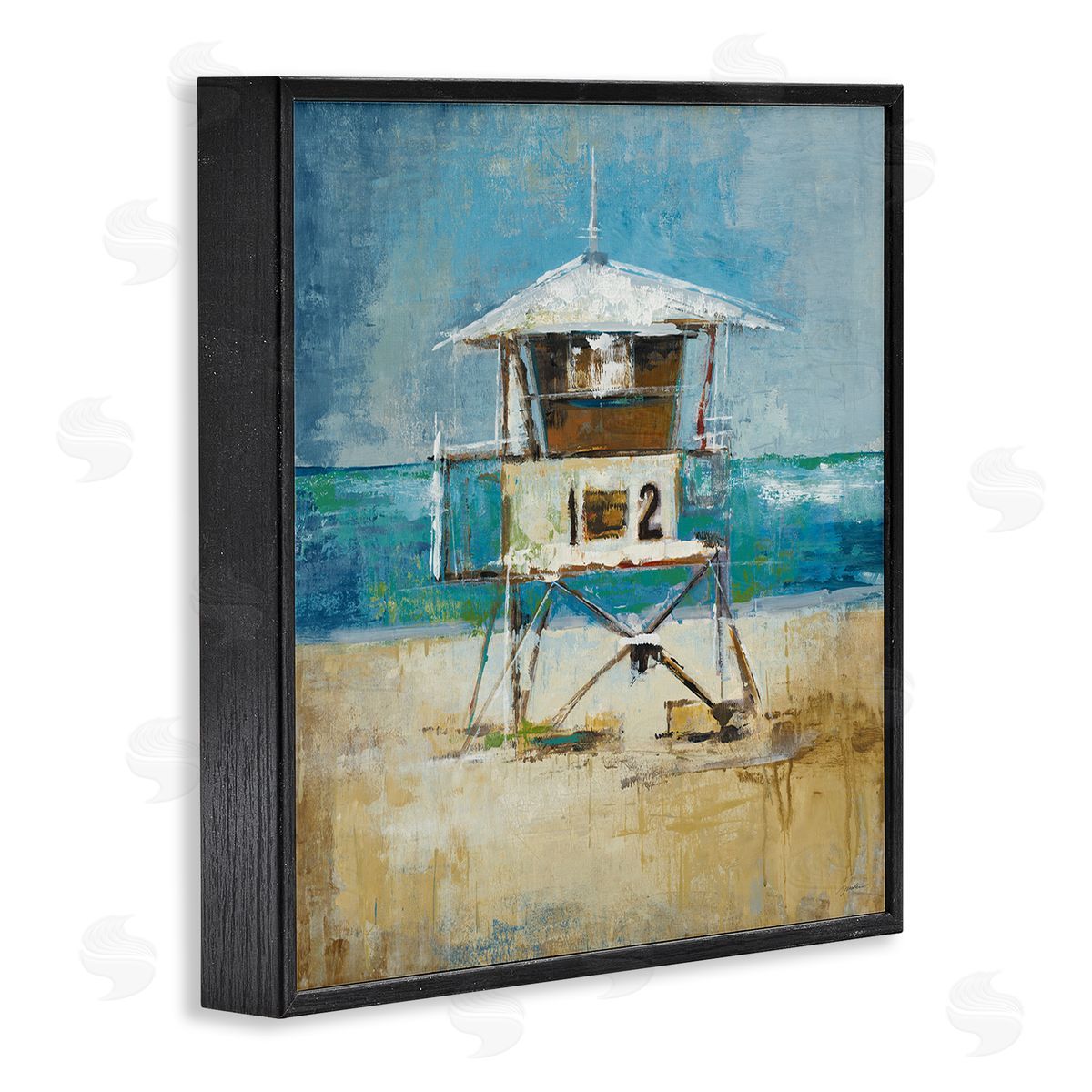 Liz Jardine Beach Hut Painting Black Framed Glicee Wall Art Print