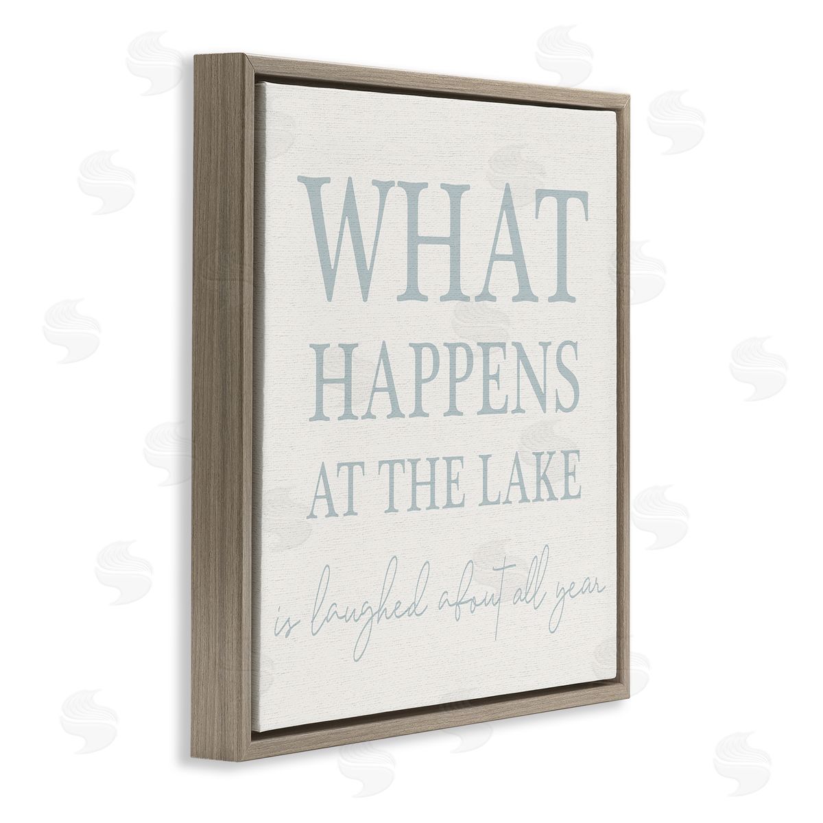 Stupell Studio Funny Lake House Phrase Brown Floating Frame Canvas Wall Art Print