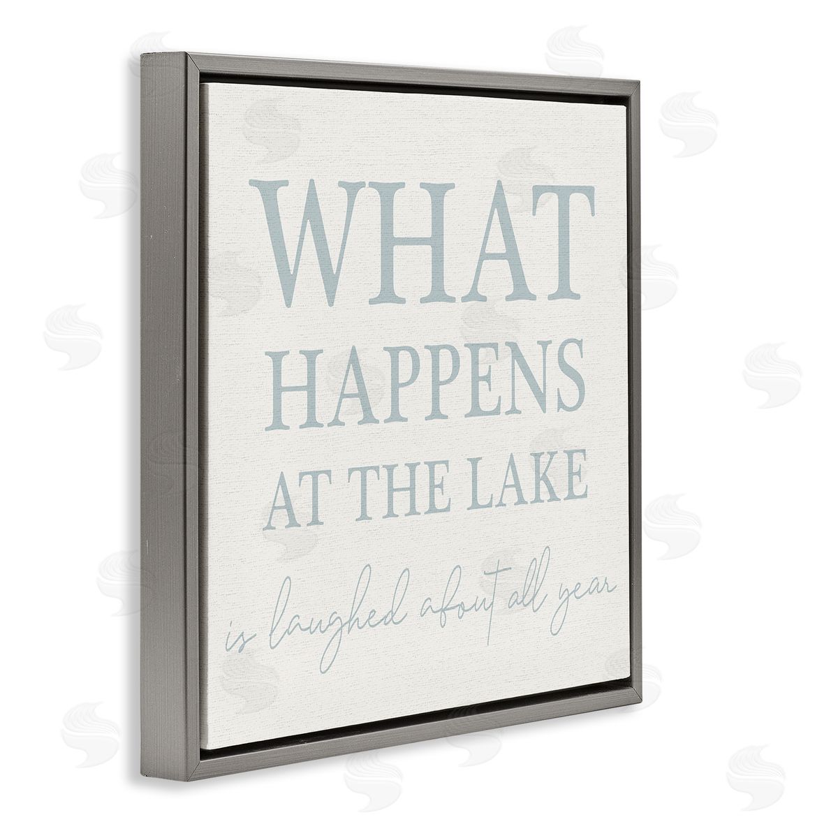 Stupell Studio Funny Lake House Phrase Gray Floating Frame Canvas Wall Art Print