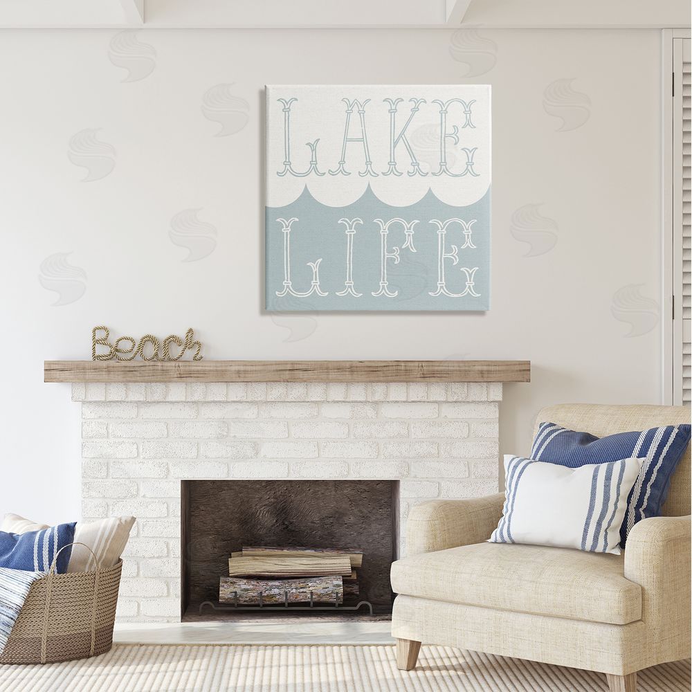 Stupell Studio Lake Life Wave Pattern Canvas Wall Art in Room