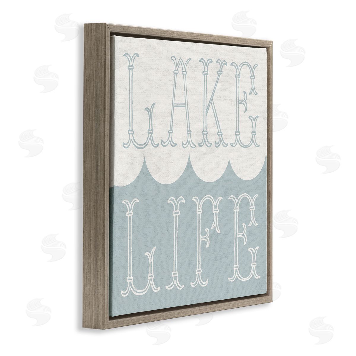Stupell Studio Lake Life Wave Pattern Brown Floating Frame Canvas Wall Art Print