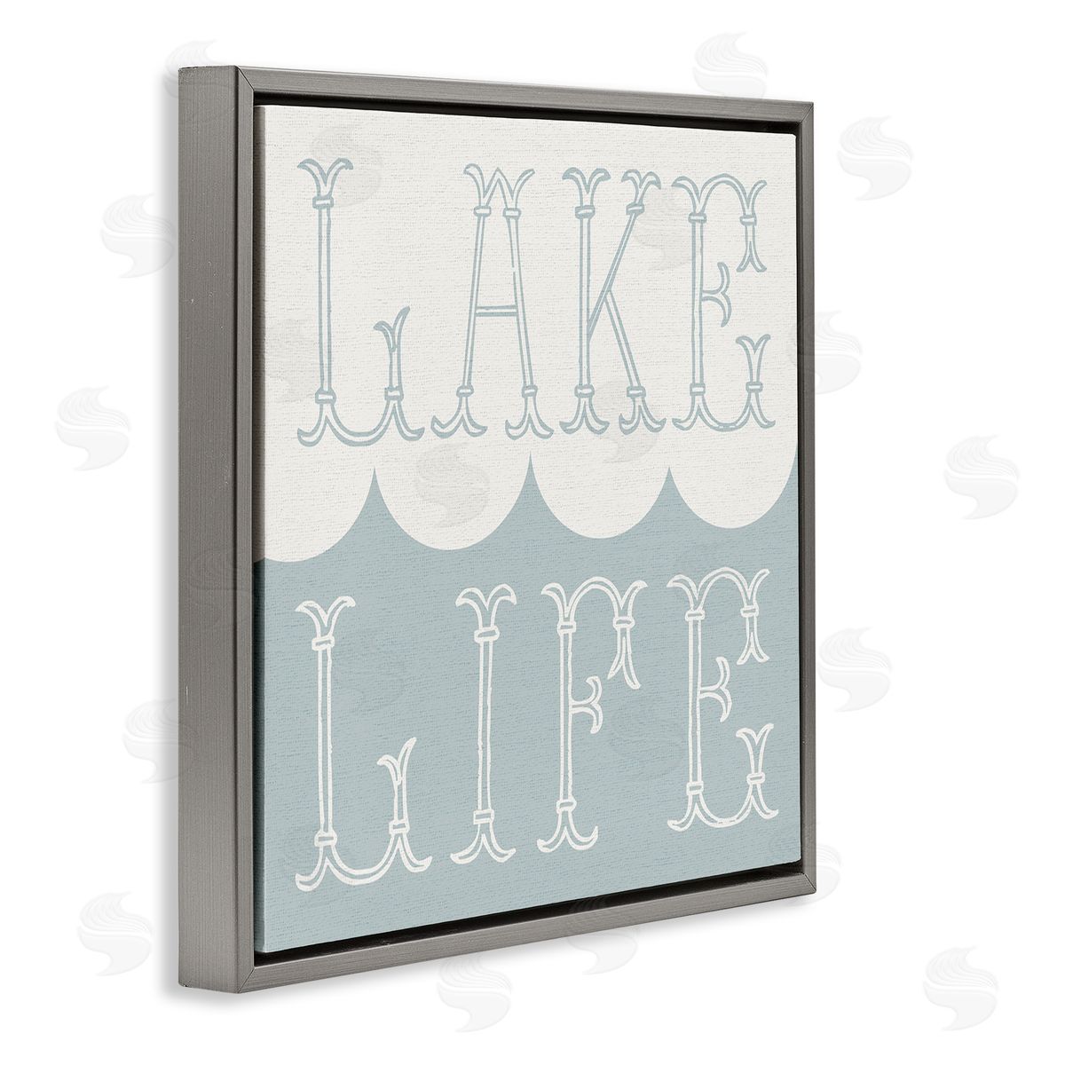 Stupell Studio Lake Life Wave Pattern Gray Floating Frame Canvas Wall Art Print