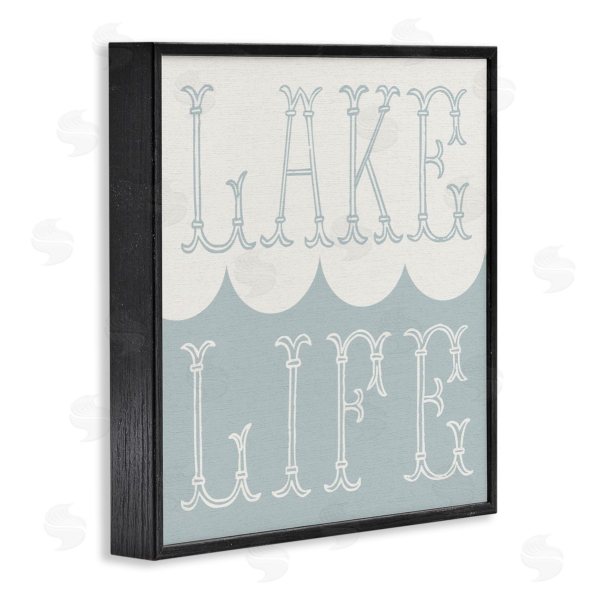 Stupell Studio Lake Life Wave Pattern Black Framed Glicee Wall Art Print