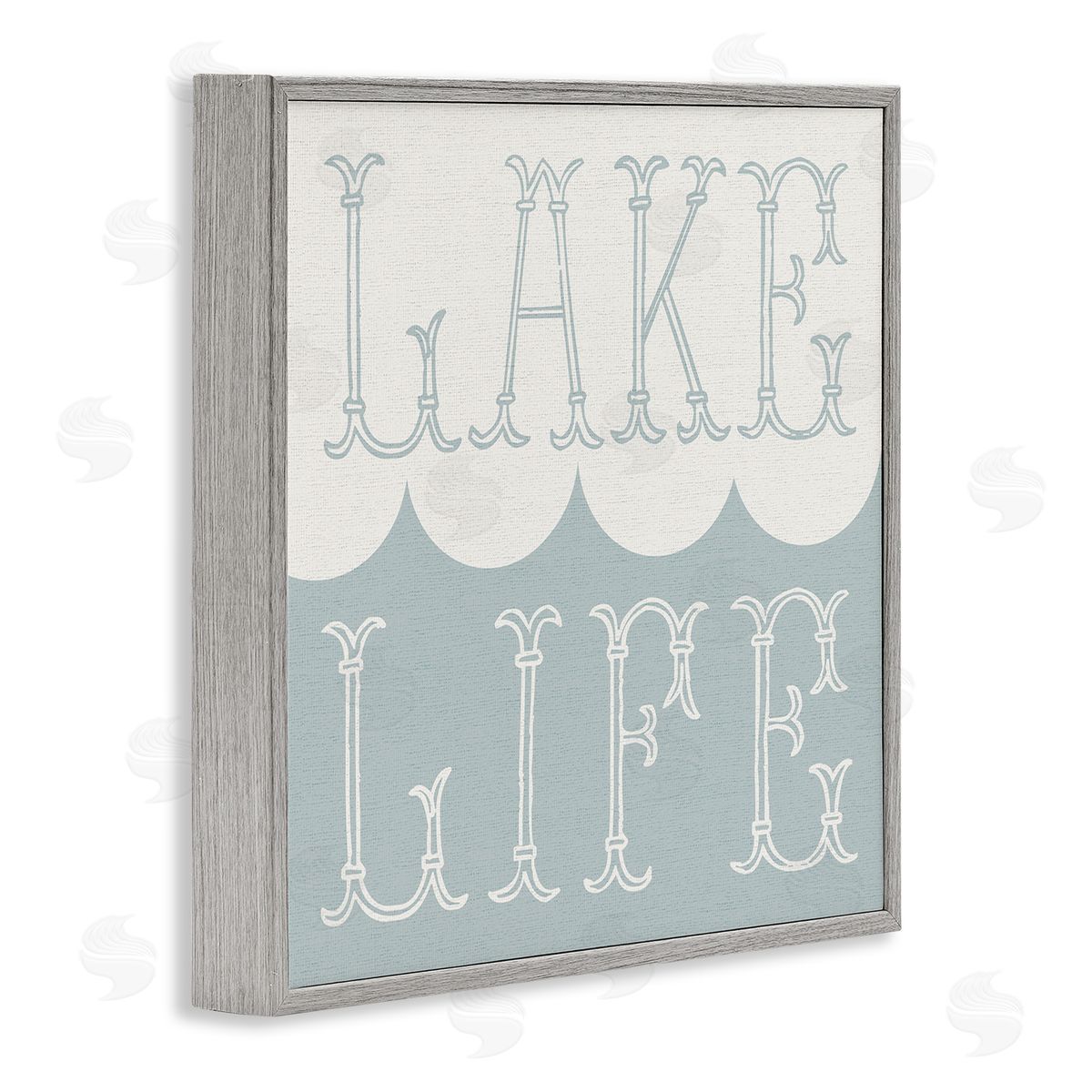 Stupell Studio Lake Life Wave Pattern Gray Framed Glicee Wall Art Print