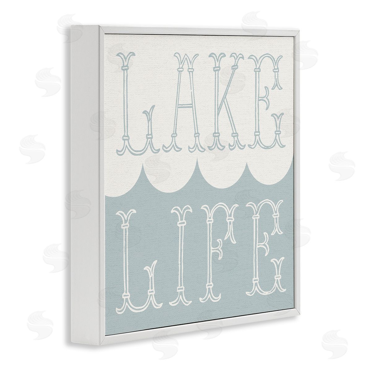 Stupell Studio Lake Life Wave Pattern White Framed Glicee Wall Art Print